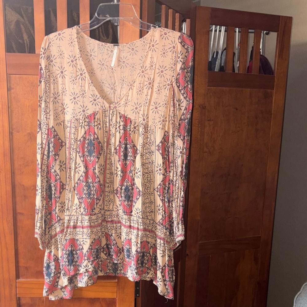 Free People Bohemian Print V Neck Women's Dress